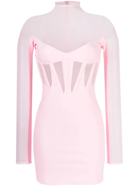 Corset Illusion sheer-panels minidress