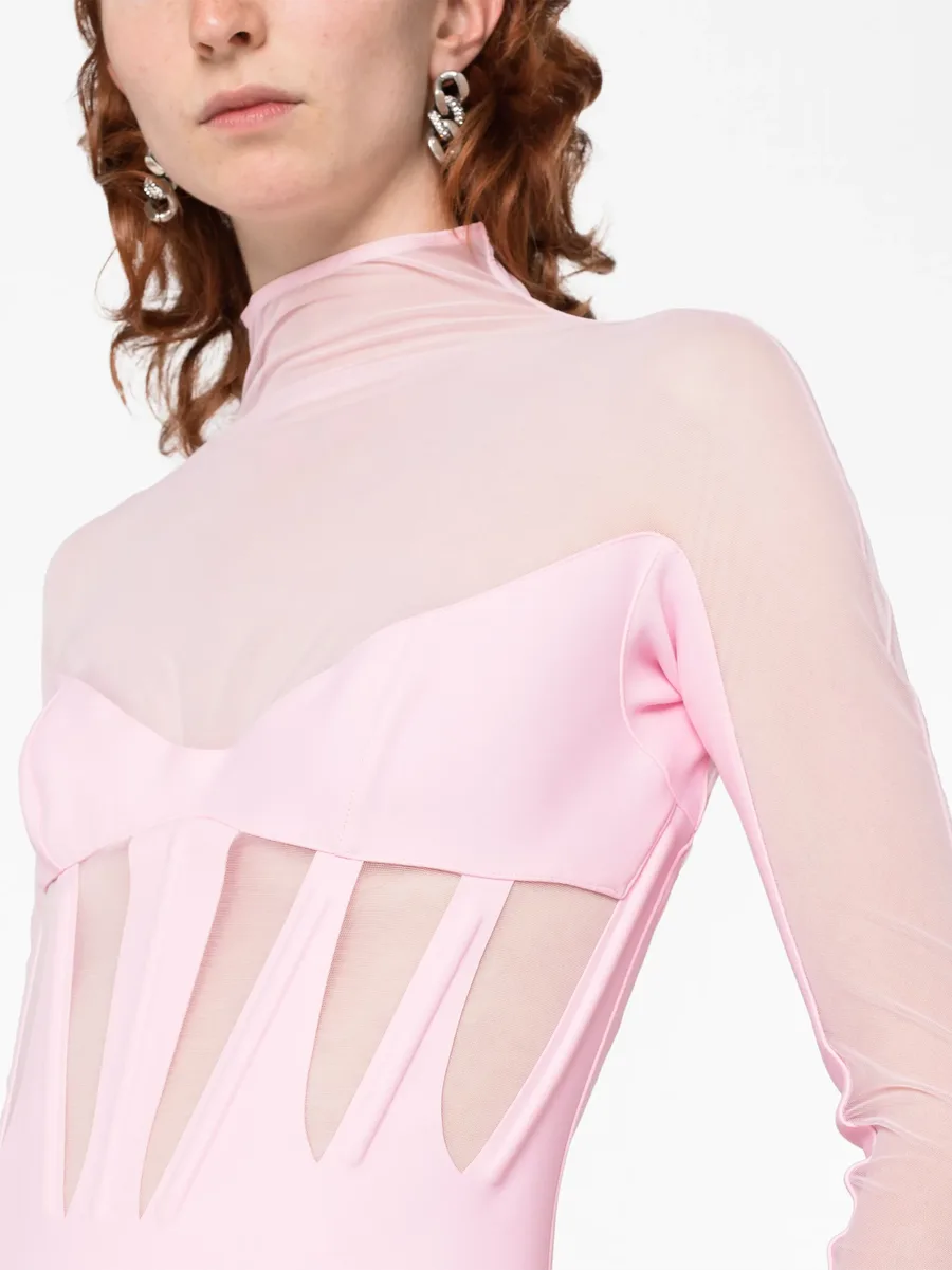 Corset Illusion sheer-panels minidress 6