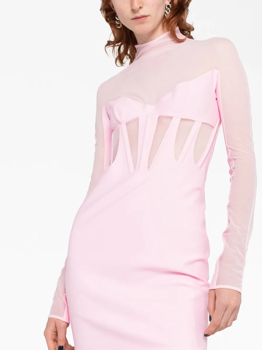 Corset Illusion sheer-panels minidress 10