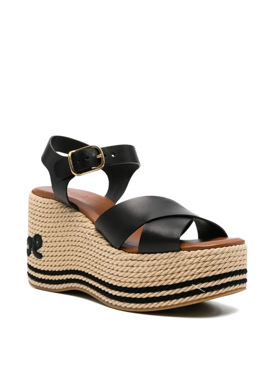 босоножки на платформе с вышитым логотипом 4