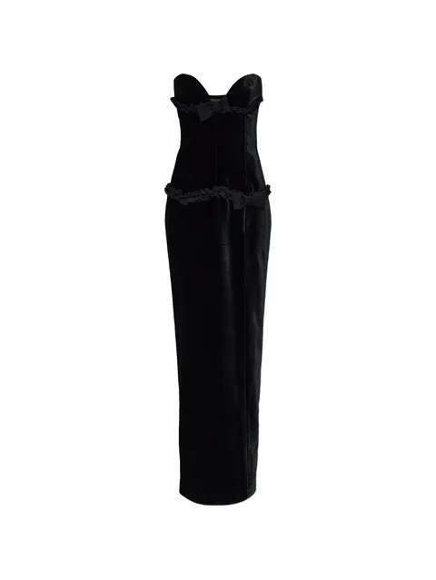 ruffled bow-detail maxi dress