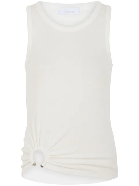 asymmetric gathered-detail tank top