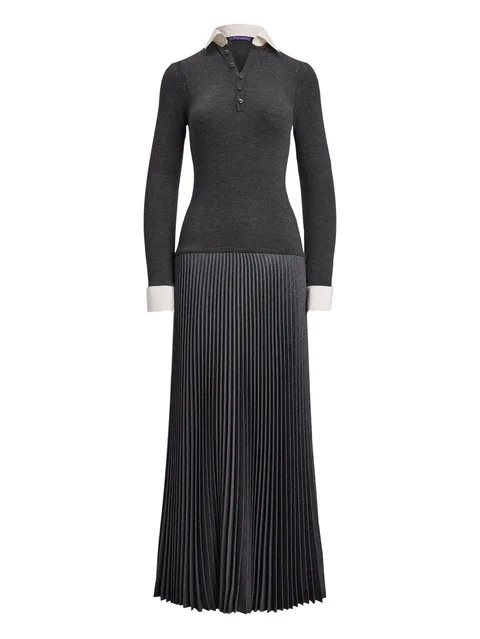 panelled pleated polo dress