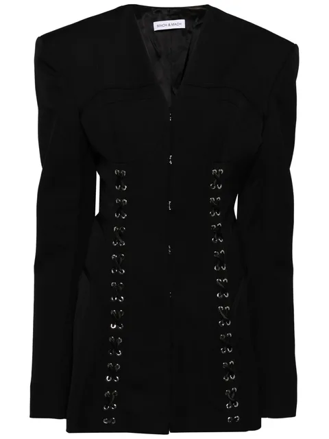 corset hook-and-eye wool mini dress