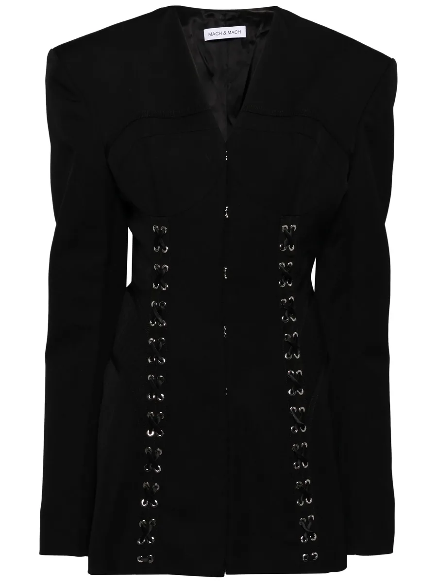 corset hook-and-eye wool mini dress 2