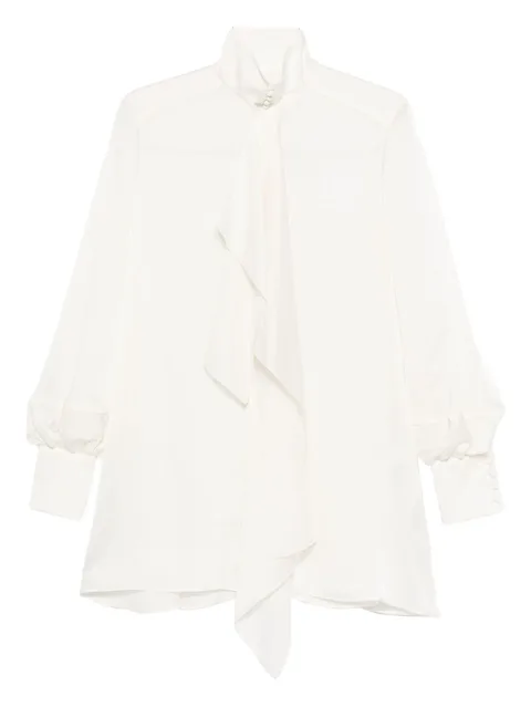 ruffled high-neck blouse