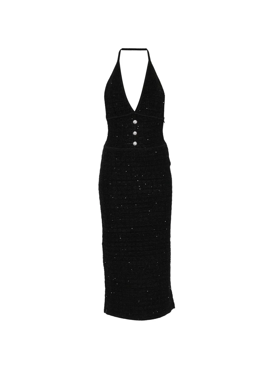 buttoned V-neck midi dress 2