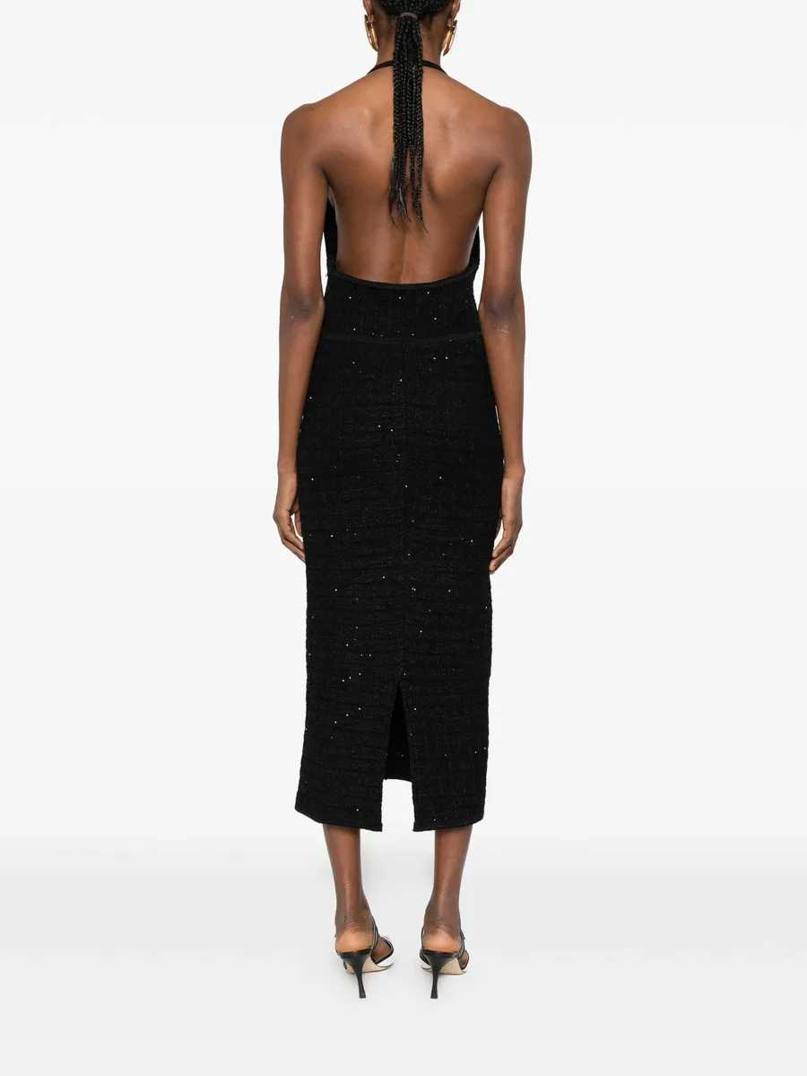 buttoned V-neck midi dress 8