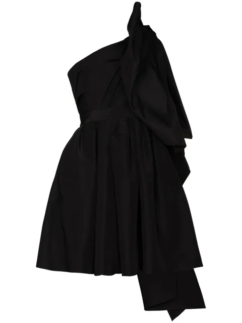 one shoulder bow detail mini dress