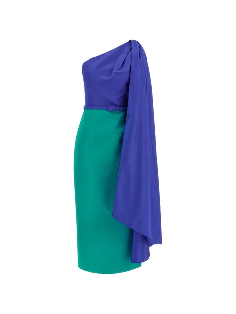 colour block one-shoulder dress