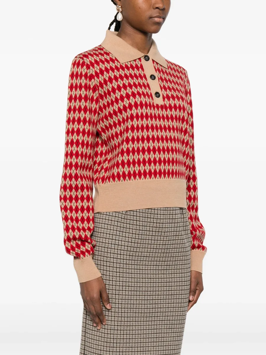 diamond-pattern polo shirt 5