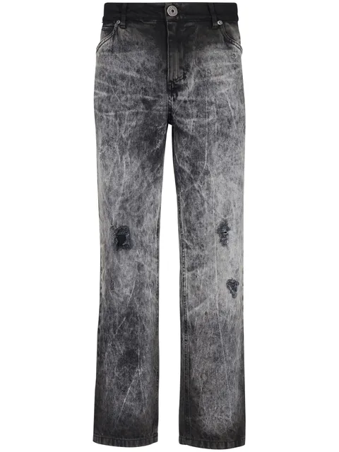 mid-rise straight-leg jeans