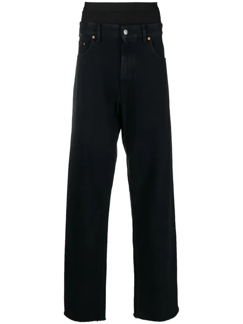 layered-effect straight-leg jeans