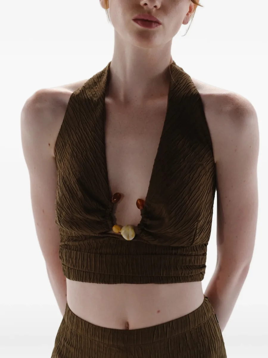Louise stone-embellished halterneck top 9