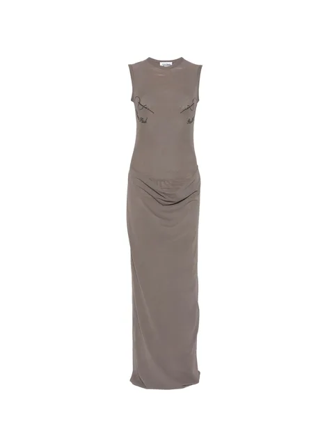gathered sleeveless maxi dress