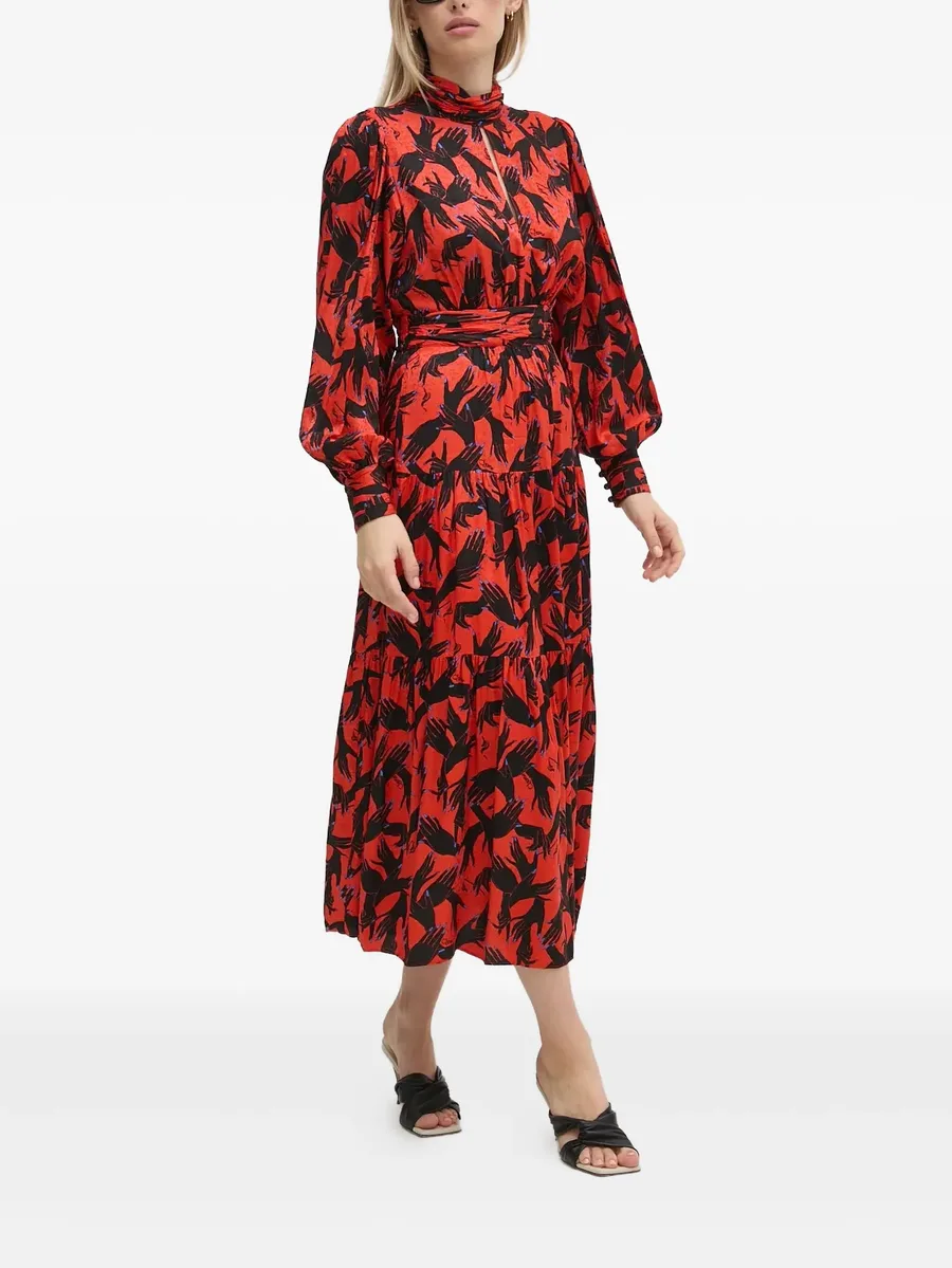 tiered printed midi dress 4