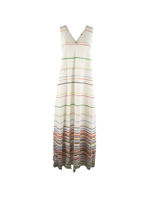 striped V-neck dress