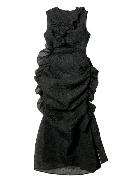 ruffled sleeveless dress