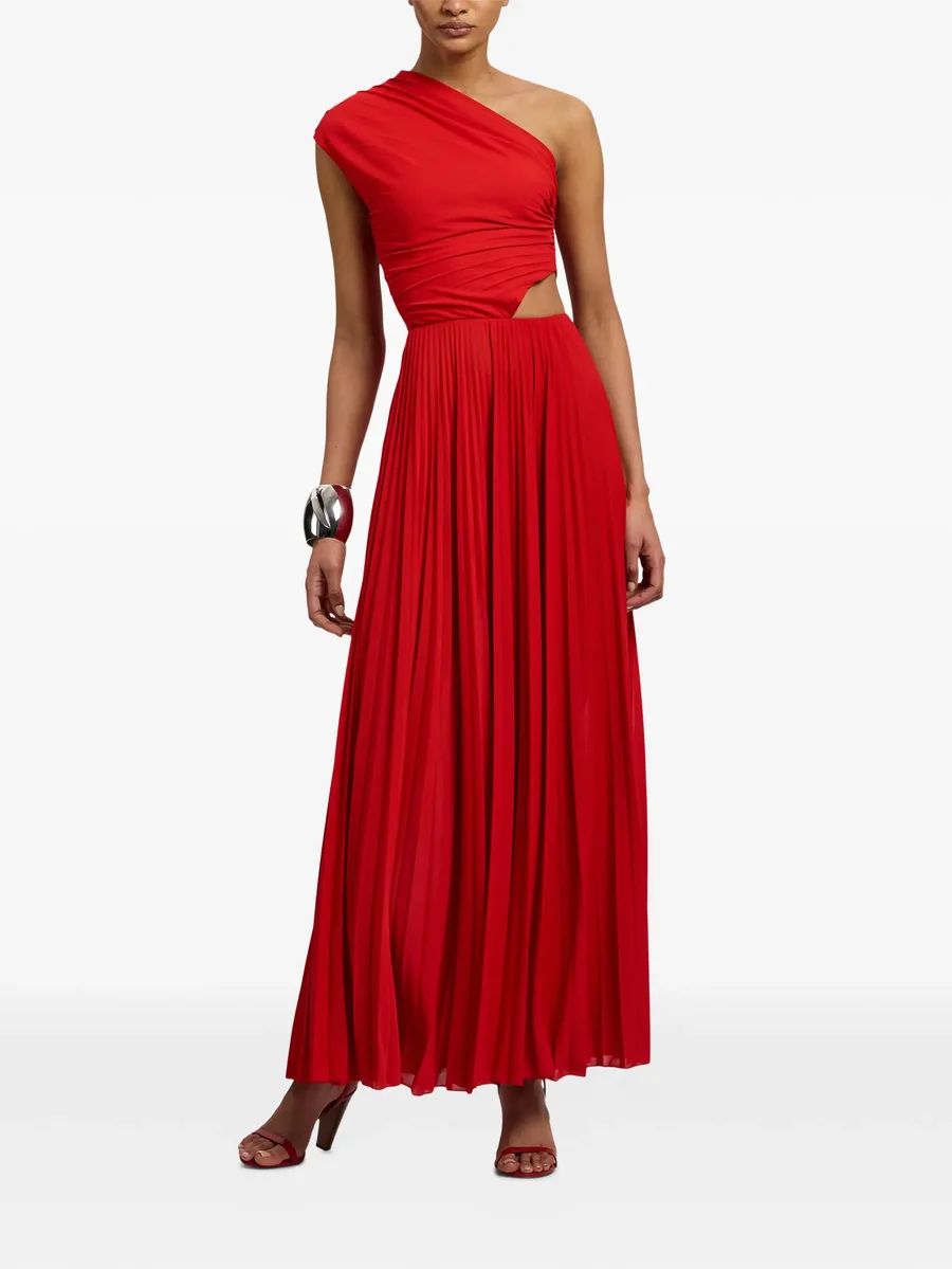 one-shoulder pleated maxi dress 3