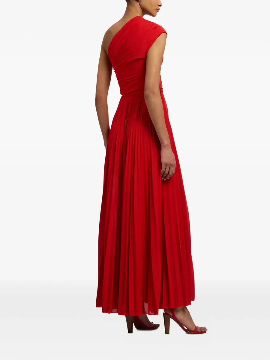 one-shoulder pleated maxi dress 10