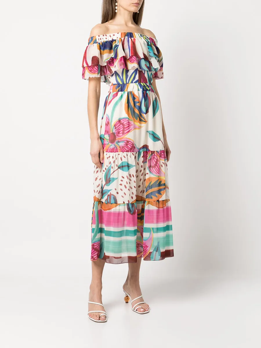 floral-print off-the-shoulder midi dress 5