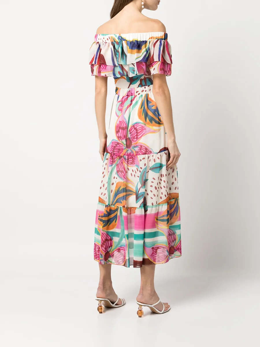 floral-print off-the-shoulder midi dress 8