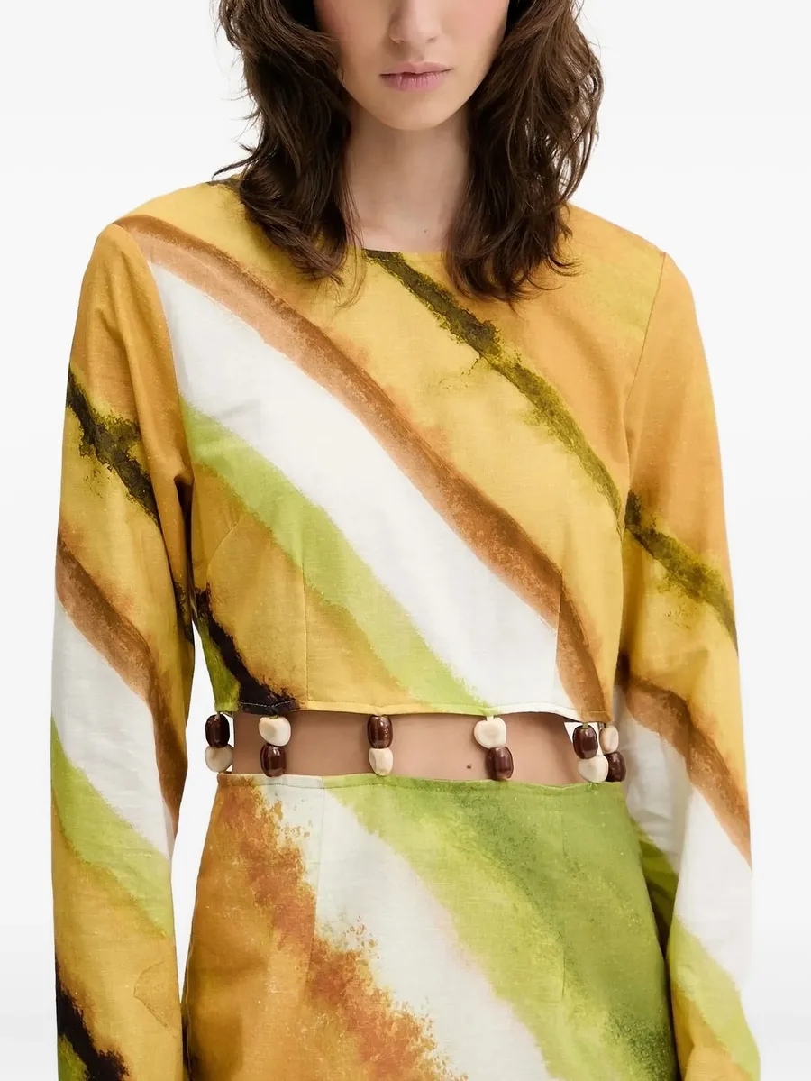 diagonal-print beaded-waist maxi dress 2