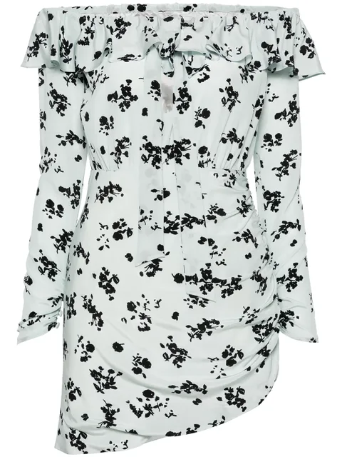 rose-print silk minidress