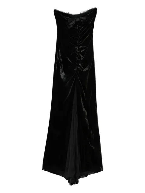 bow-detail velvet gown