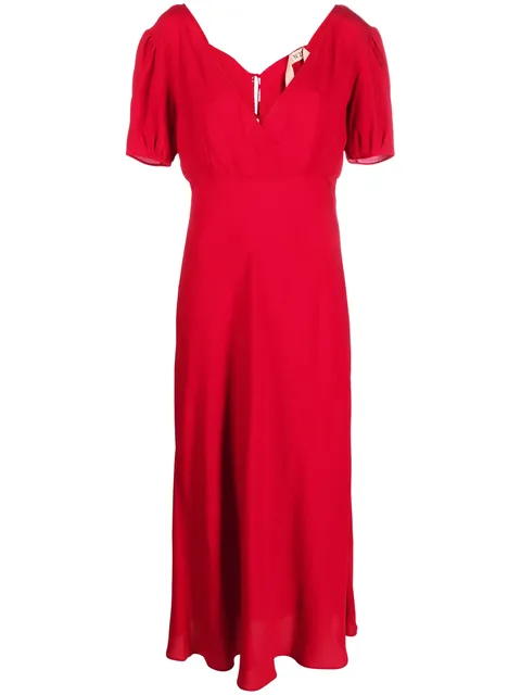tie-fastening midi dress