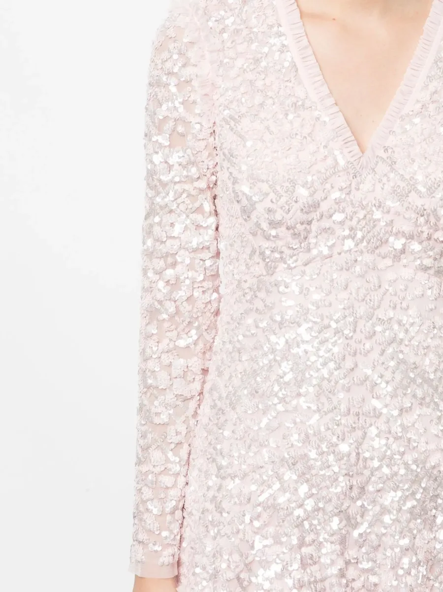 sequinned long-sleeve skater dress 9