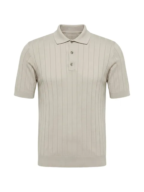ribbed-knit polo shirt