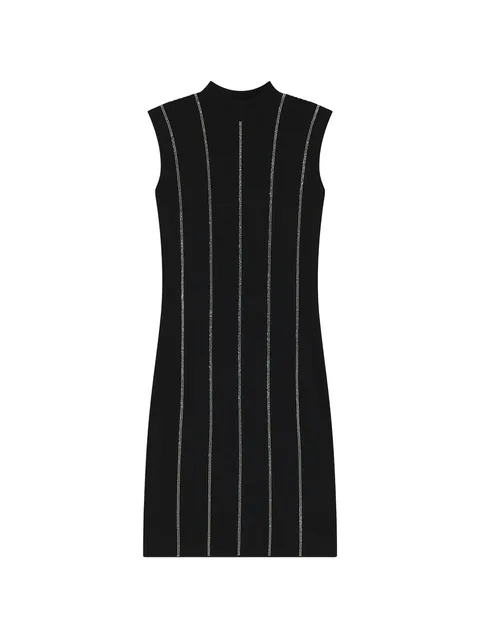 rhinestone embellished ribbed mini dress