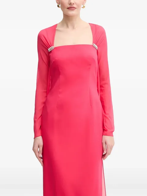 crystal-embellished long-sleeve midi dress