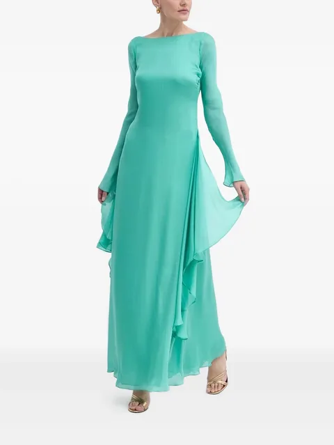 ruffled open-back maxi dress