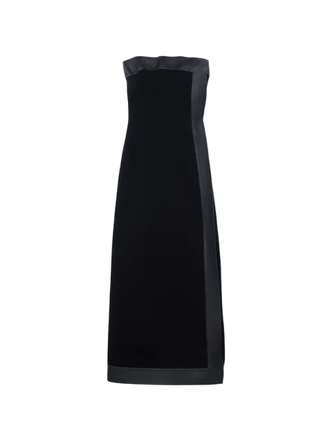 leather-trim strapless dress