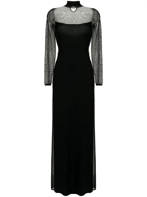 sheer panels flared dress
