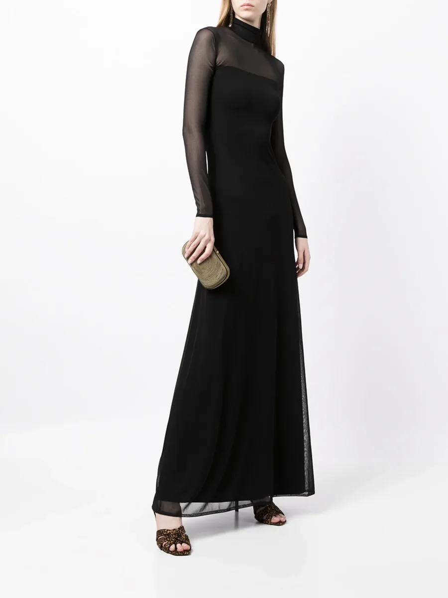 sheer panels flared dress 4