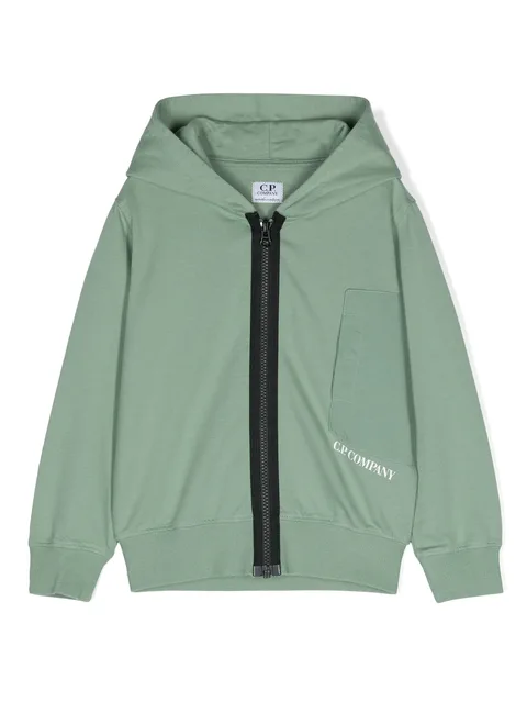 logo-print zip-up hoodie