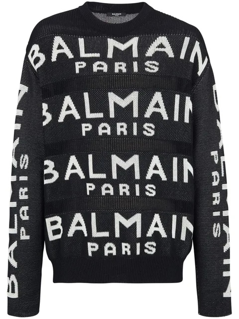 logo-intarsia knitted jumper