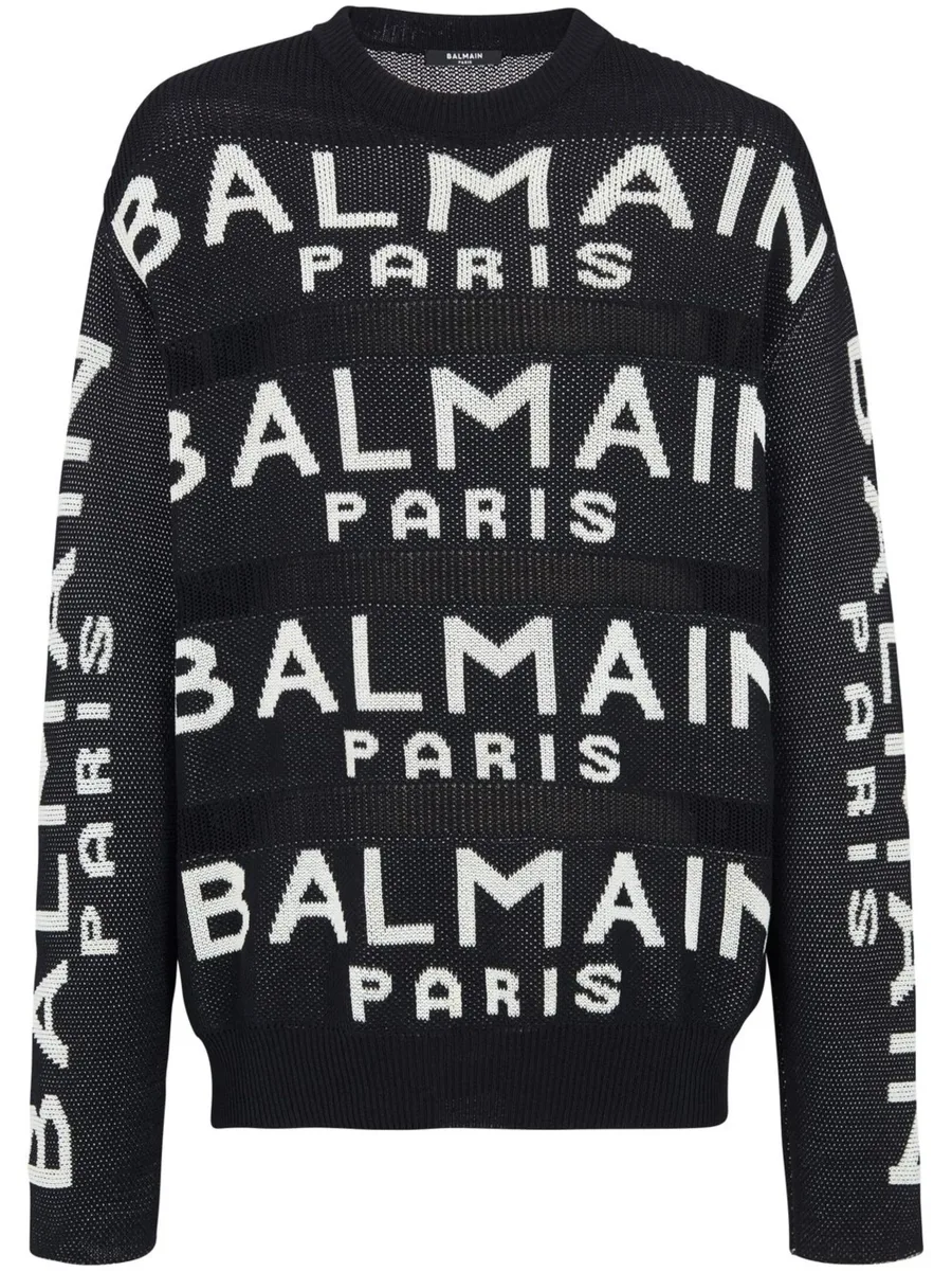 logo-intarsia knitted jumper 1
