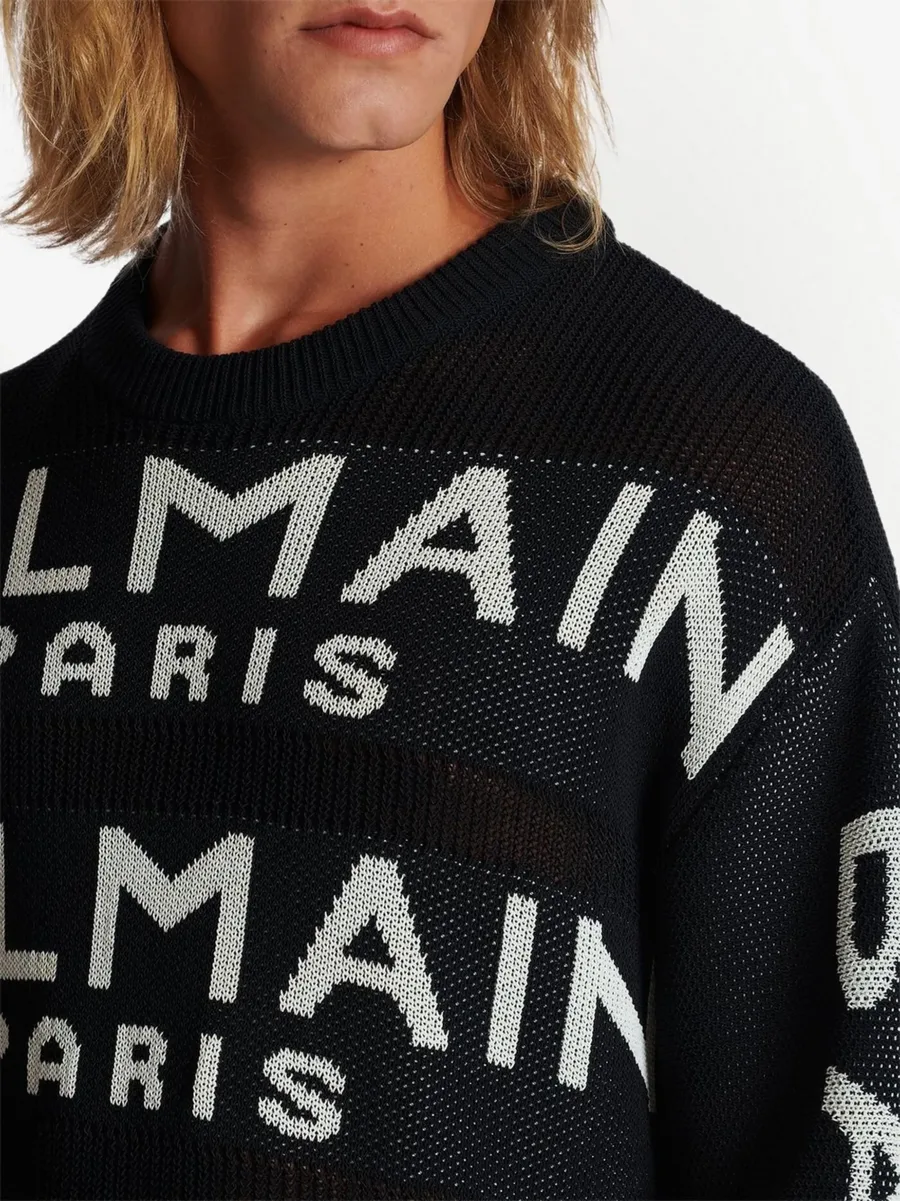logo-intarsia knitted jumper 9