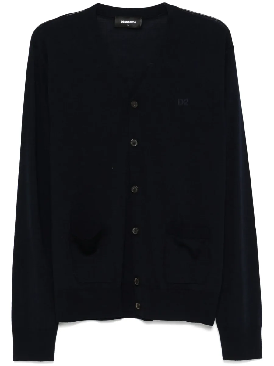logo-embroidered cardigan 2