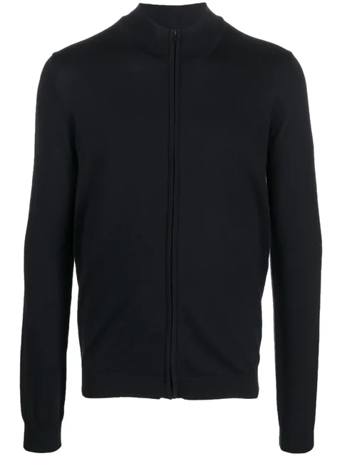 ribbed-knit zip-up sweater