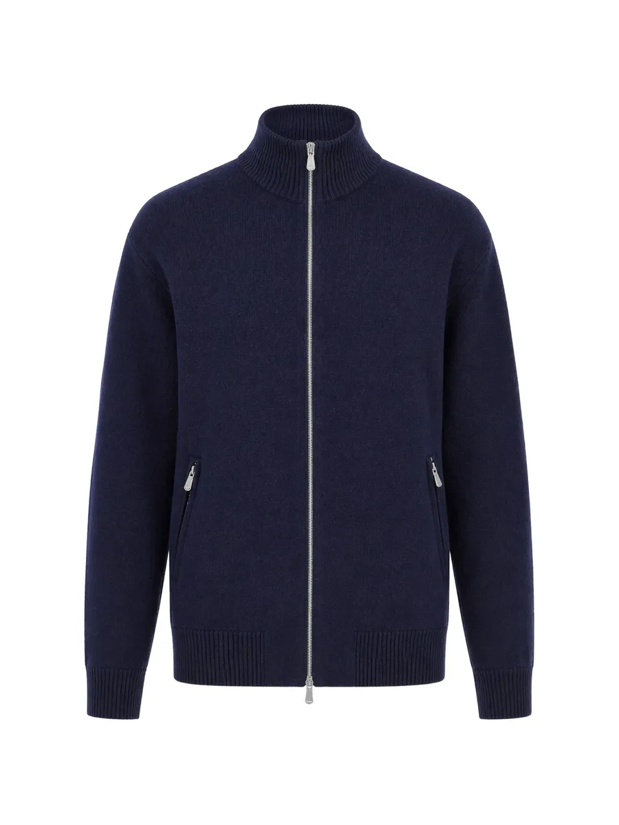 zip-up ribbed-trim cardigan 2