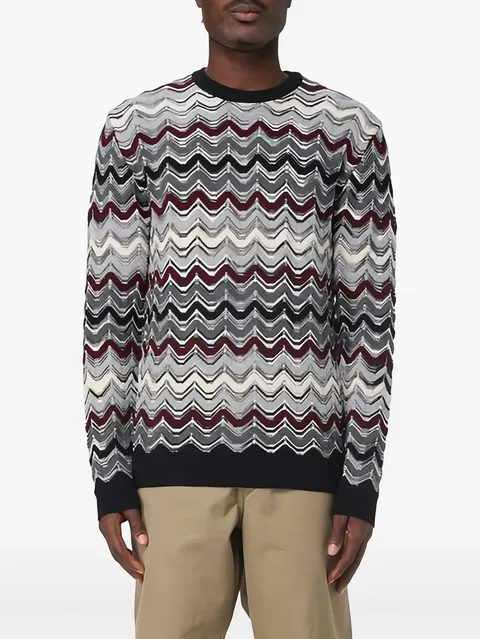 zigzag-pattern crew-neck sweater