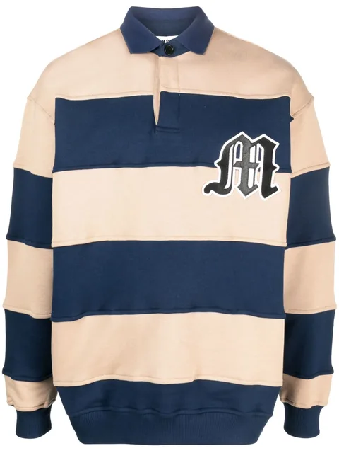logo-patch striped polo sweatshirt