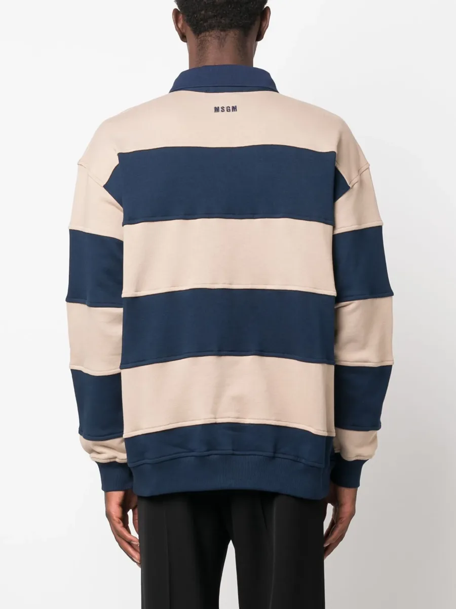 logo-patch striped polo sweatshirt 8