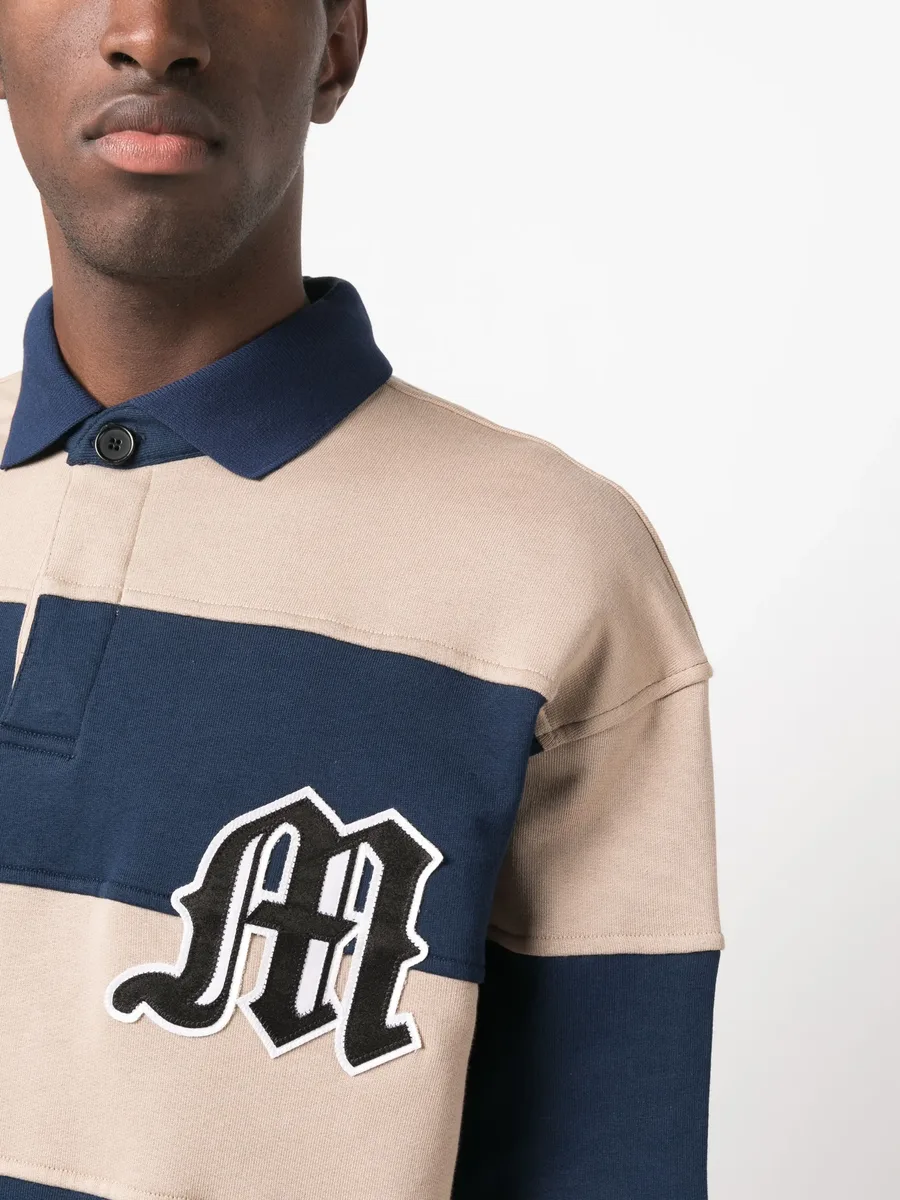 logo-patch striped polo sweatshirt 9