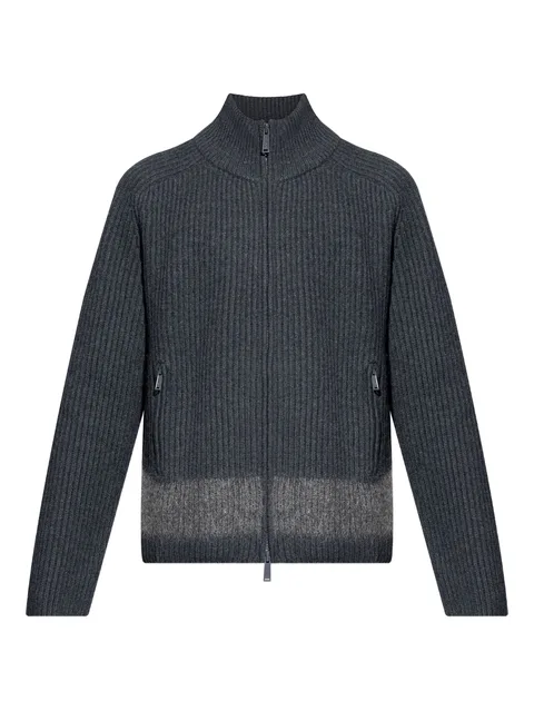 ribbed zip-up cardigan
